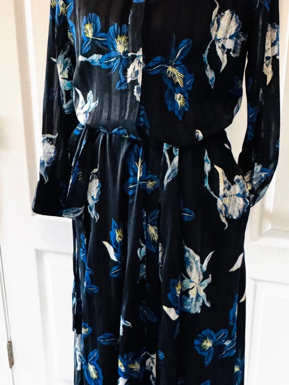 Banana Republic Black Maxi Dress with Blue & White Floral Print - Picture 3 of 6